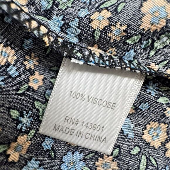 Coco Carmen Long Kimono S/M Blue Floral Open Hippie Boho Cover Up Cottagecore - Picture 8 of 12